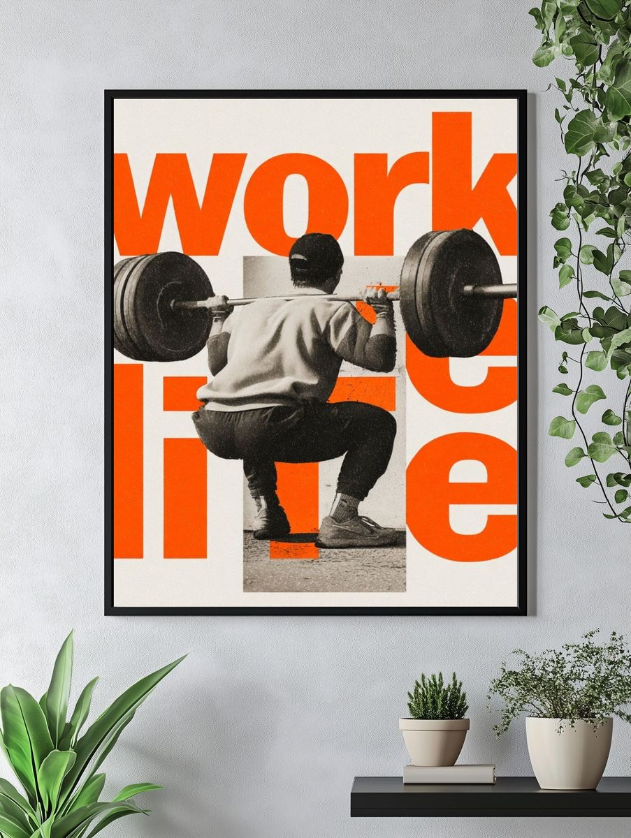 Work Hard Typography Poster. — room view 4