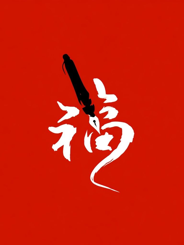Chinese Calligraphy Red Typography Poster. poster detail