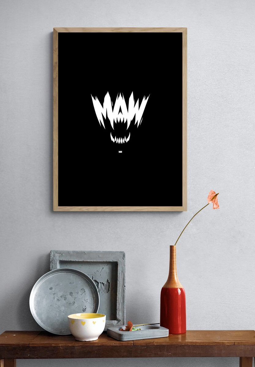 Monster Face Typography Poster. — room view 3