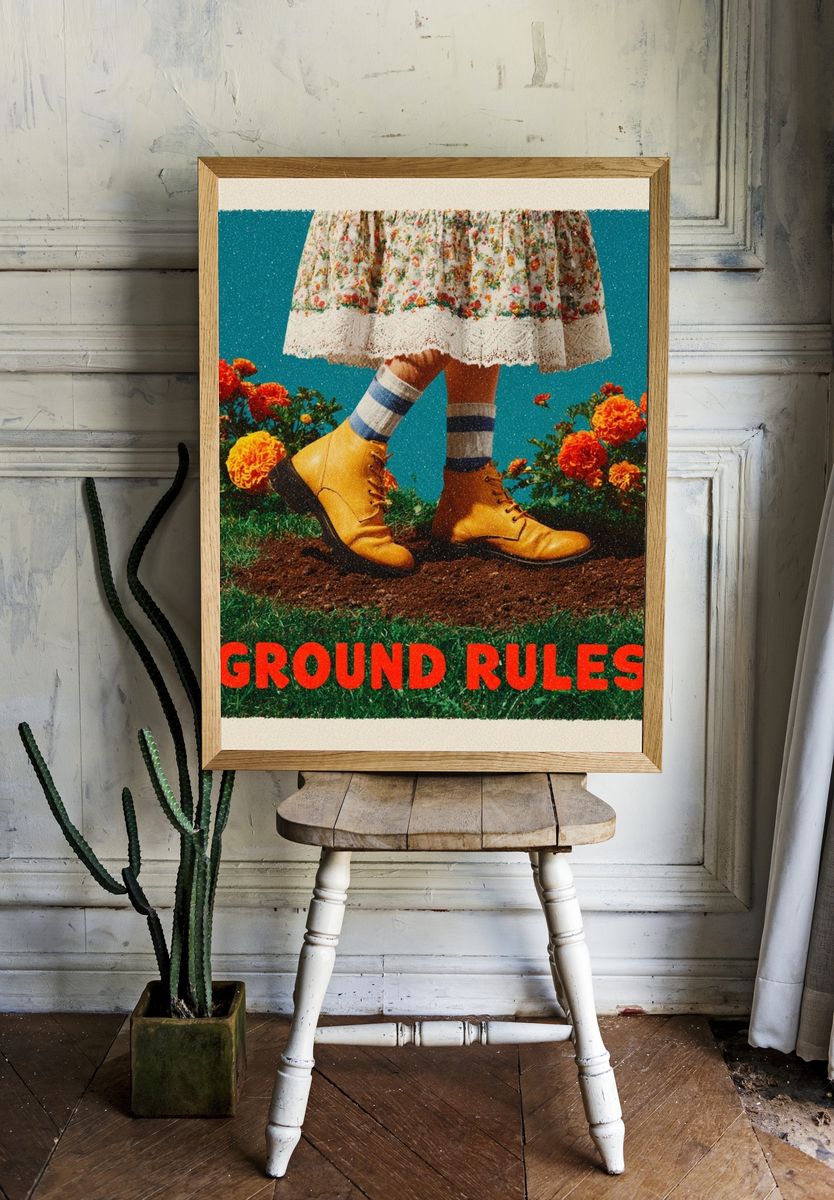 Ground Rules Retro Typography Poster room preview