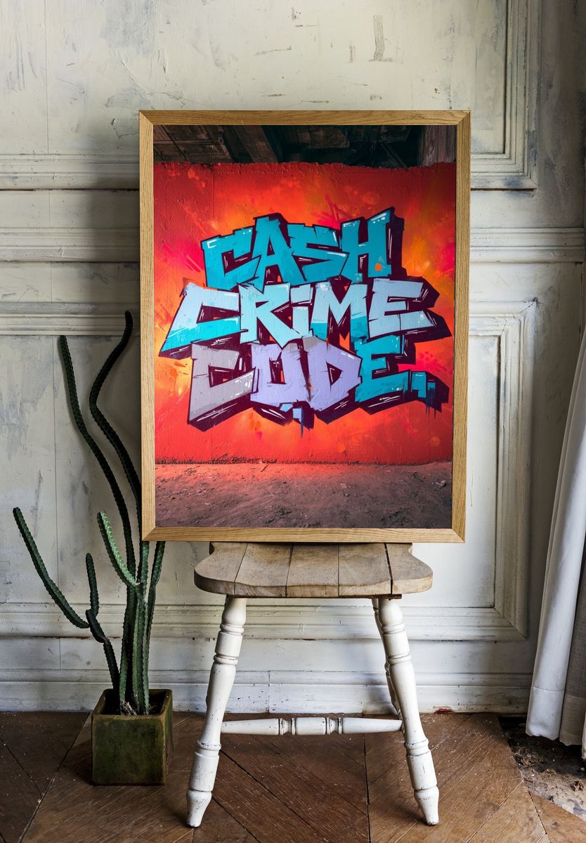Cash Crime Code Graffiti Poster. — room view 1