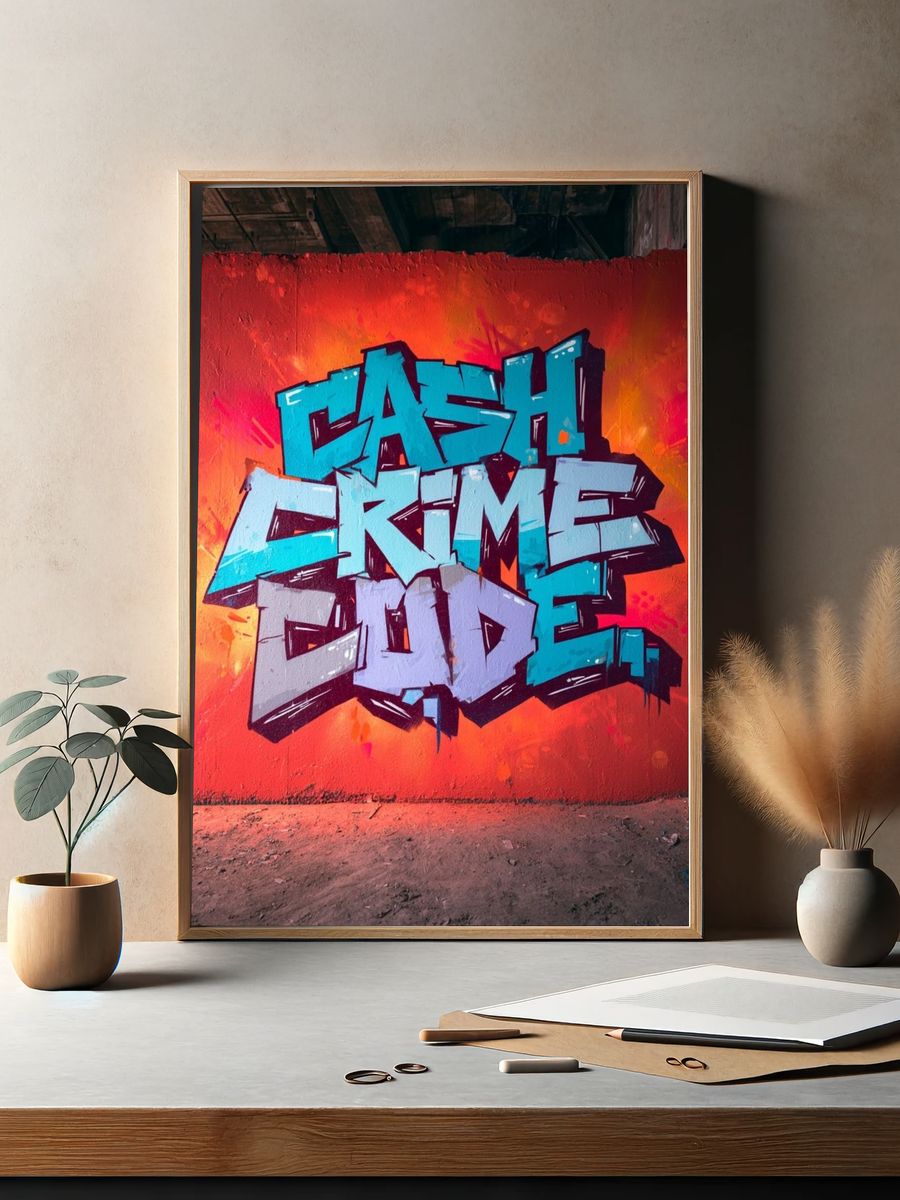 Cash Crime Code Graffiti Poster. — room view 2