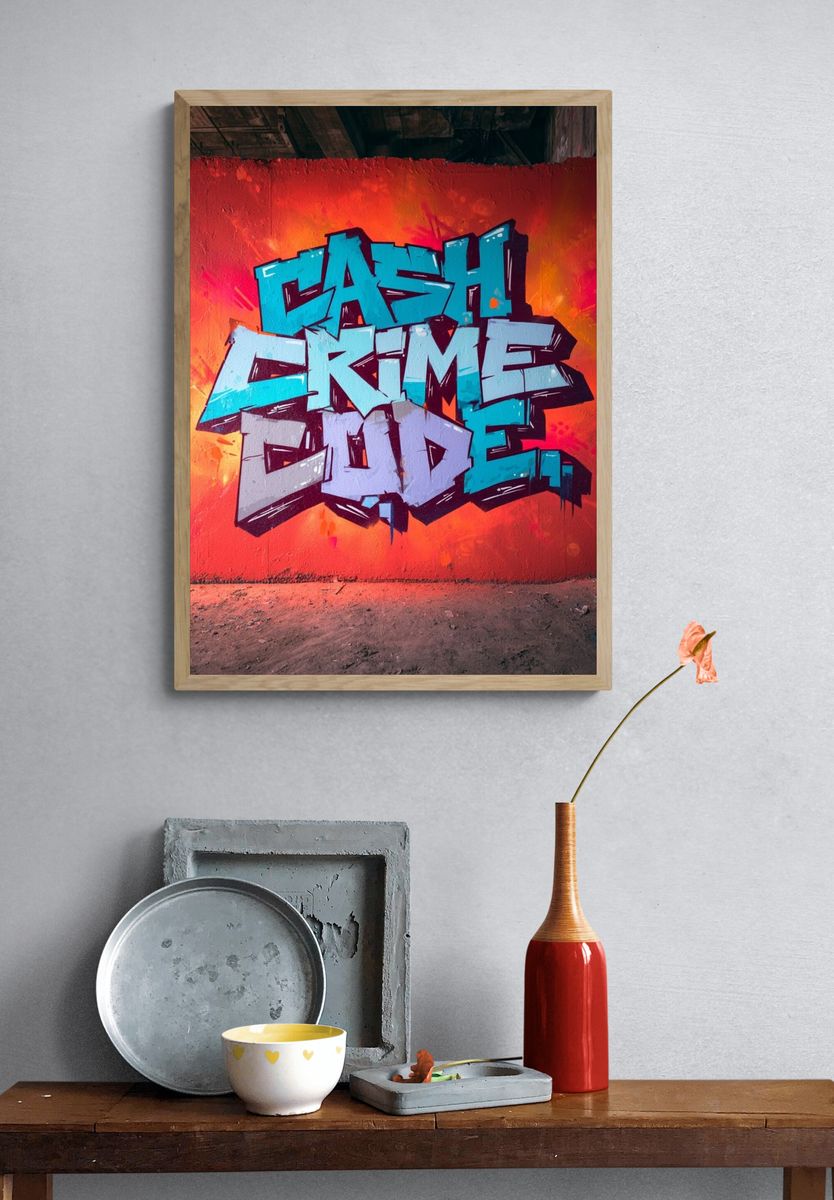 Cash Crime Code Graffiti Poster. — room view 3