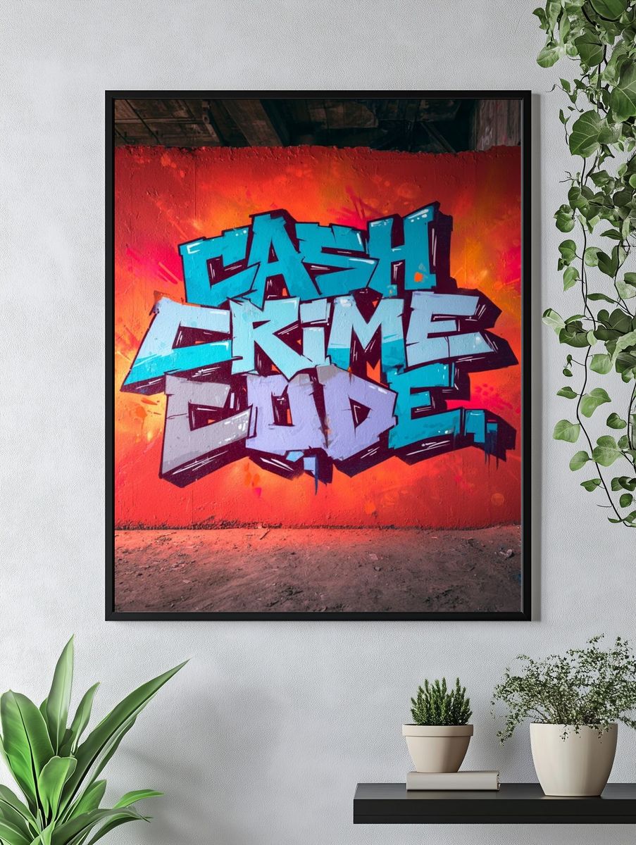 Cash Crime Code Graffiti Poster. — room view 4