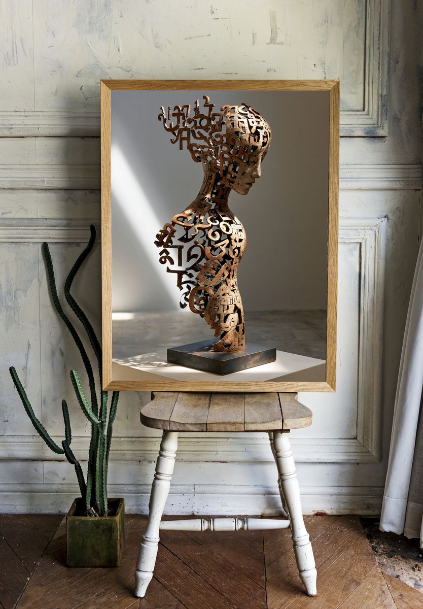 Typographic Sculpture Portrait Print. — room view 1