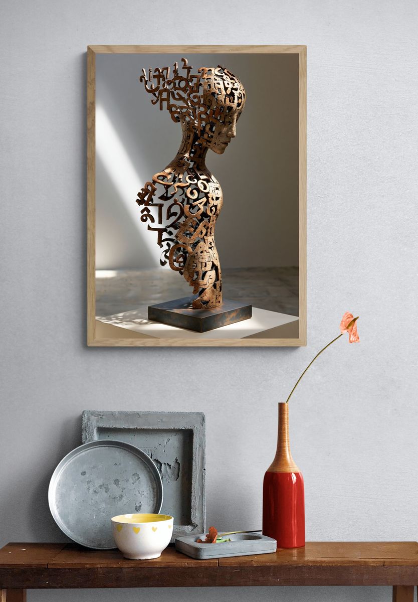 Typographic Sculpture Portrait Print. — room view 3