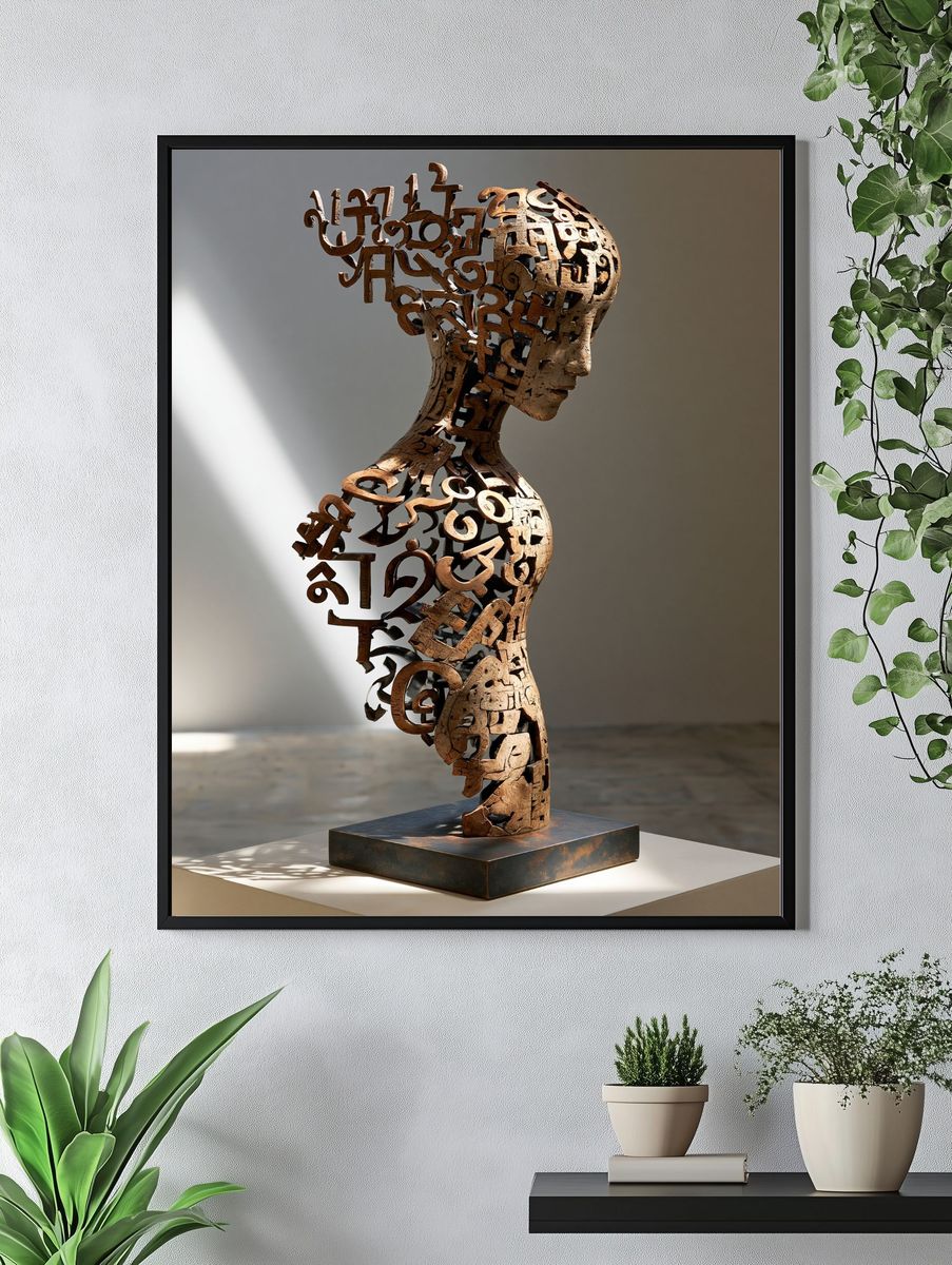Typographic Sculpture Portrait Print. — room view 4