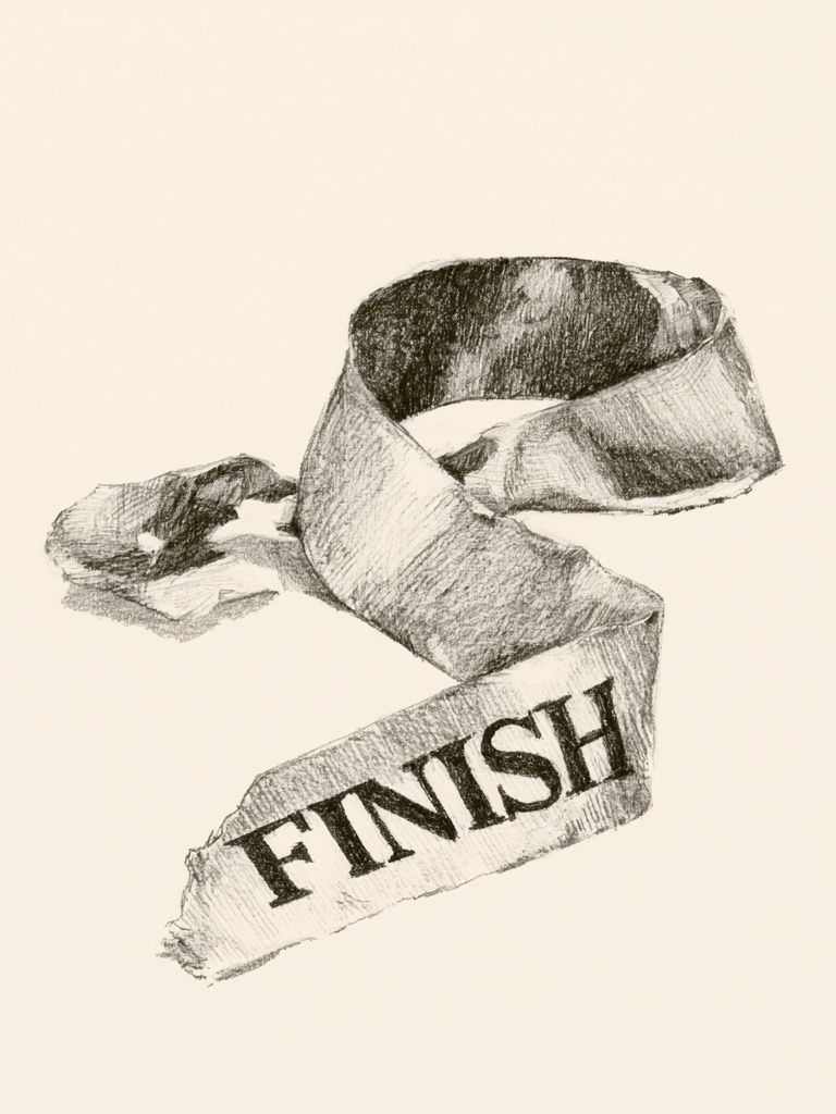 Finish Ribbon Typography Print. poster detail