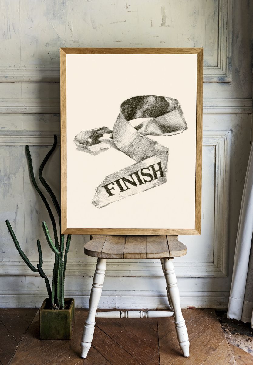 Finish Ribbon Typography Print. — room view 1