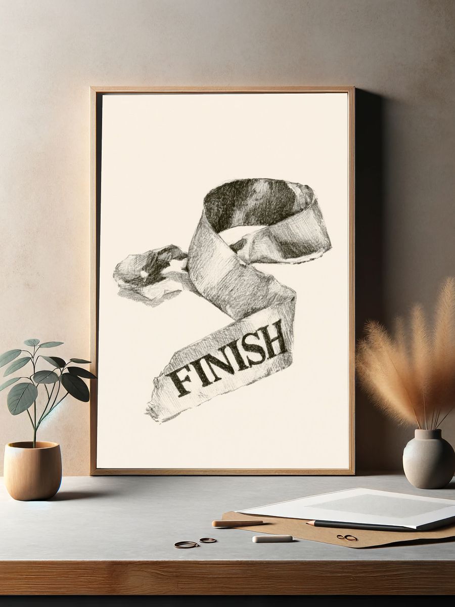 Finish Ribbon Typography Print. — room view 2