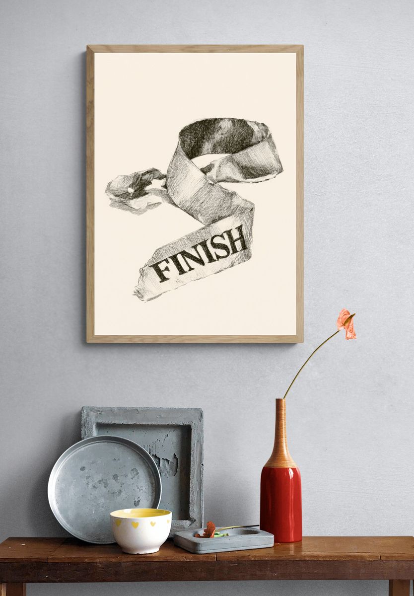 Finish Ribbon Typography Print. — room view 3