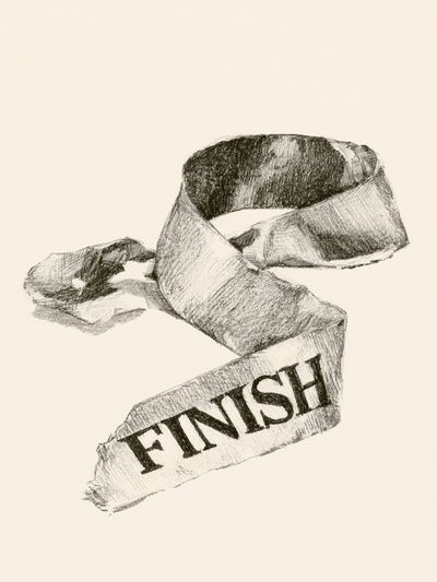 Finish Ribbon Typography Print. poster