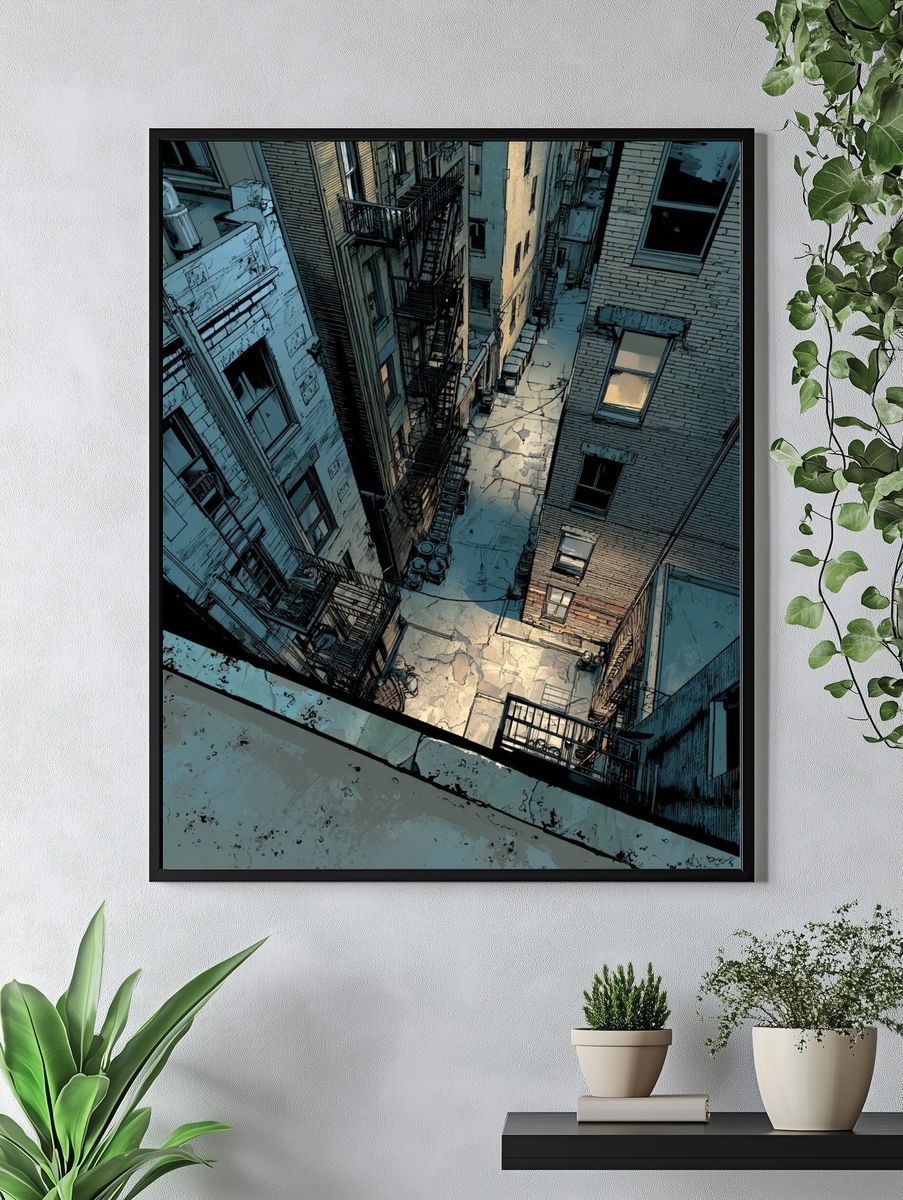 Urban Alleyway — Illustration Print. — room view 4