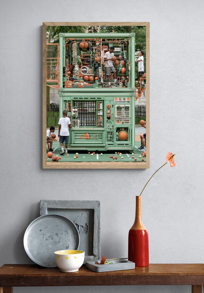 Urban Basketball Court Photography Poster. — room view 3
