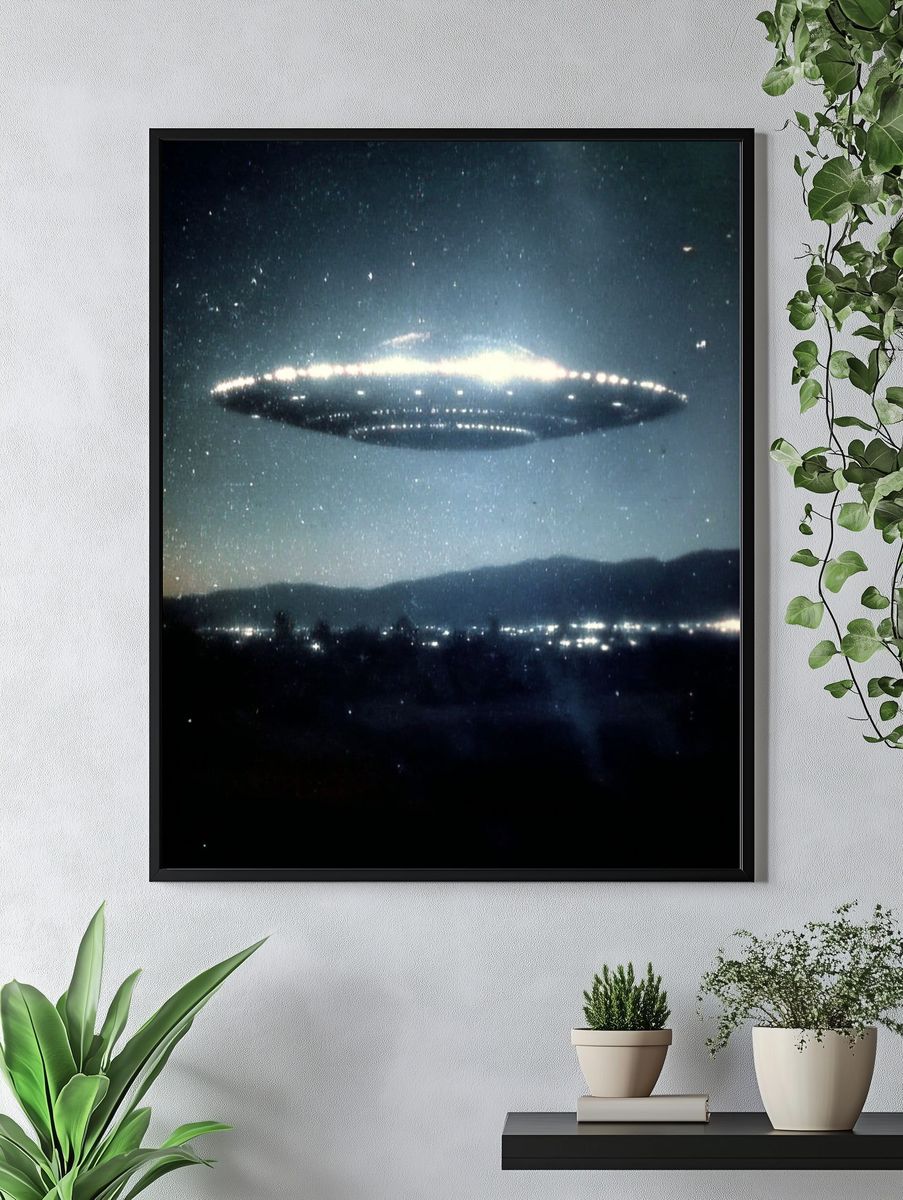 UFO in the Night Sky — Space Print. — room view 4