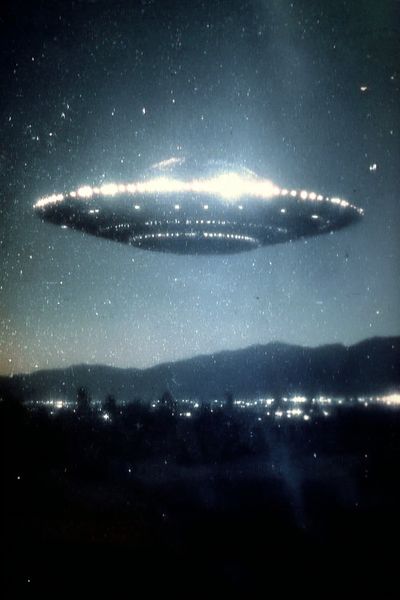 UFO in the Night Sky — Space Print. poster print