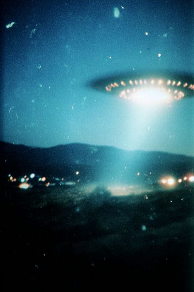 UFO in Night Sky — Space Print. poster print