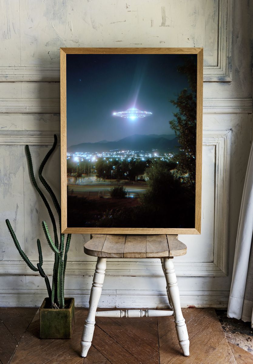 UFO Over City — Space Print room preview