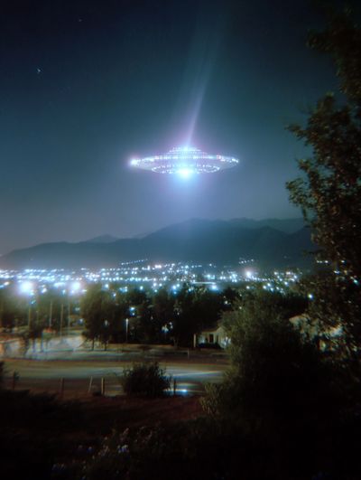 UFO Over City — Space Print