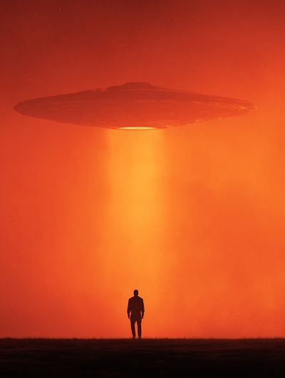 UFO Encounter Sci-Fi Poster.