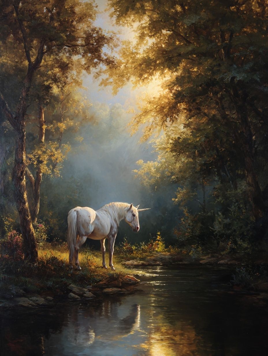 Unicorn in Enchanted Forest Poster. poster detail