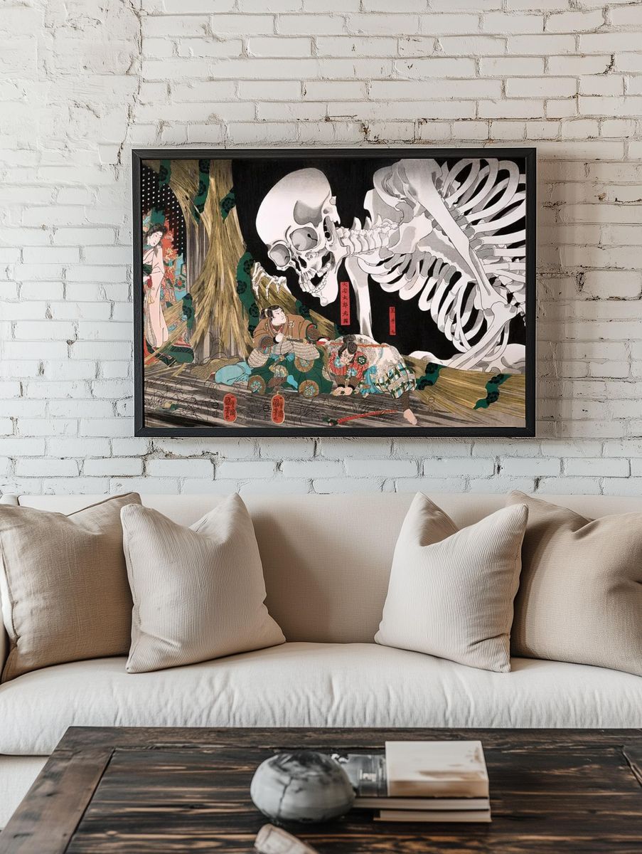 Skeleton and Woman — Ukiyo-e Print. — room view 1