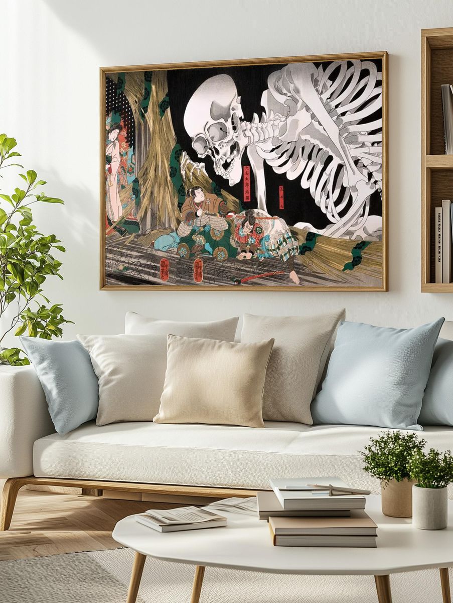 Skeleton and Woman — Ukiyo-e Print. — room view 2
