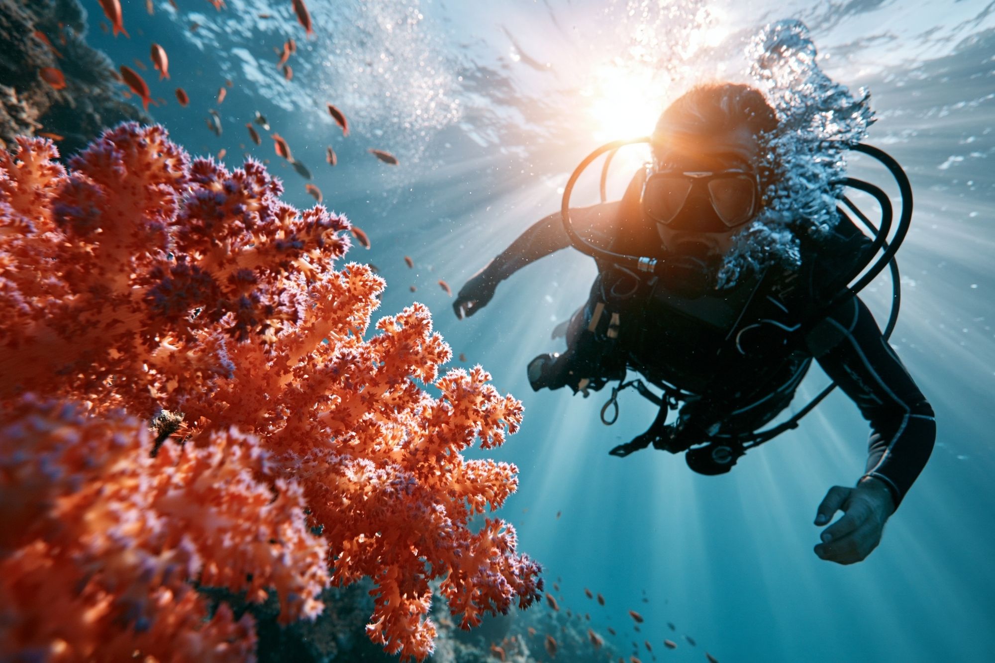 Underwater Diver Coral Reef Photography Poster. poster — photography art