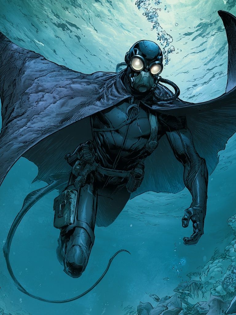 Underwater Diver Sci-Fi Illustration Poster. poster — illustration art