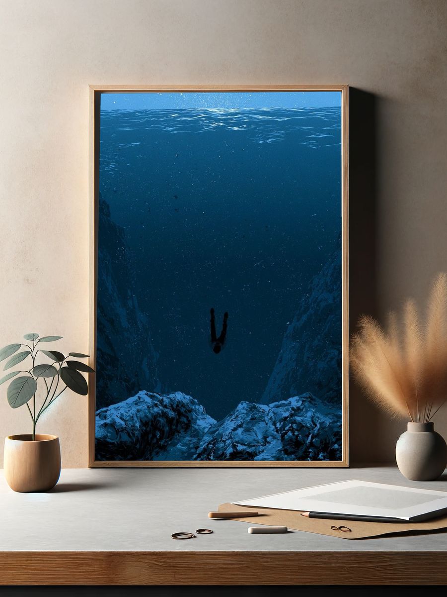 Underwater Diver — Surreal Print. — room view 2