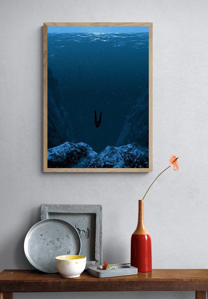 Underwater Diver — Surreal Print. — room view 3