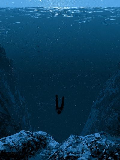 Underwater Diver — Surreal Print. poster