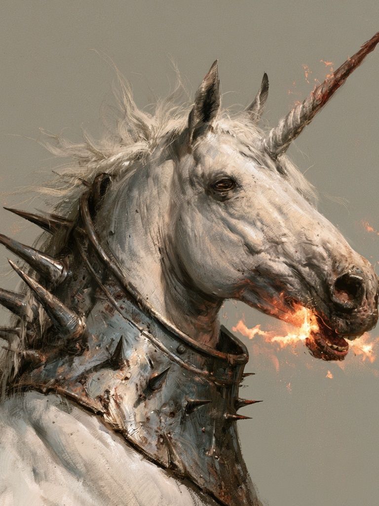 Spiked Unicorn Portrait Print. poster detail
