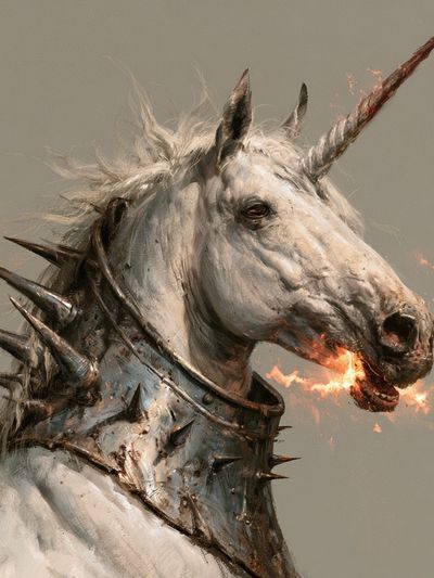 Spiked Unicorn Portrait Print.