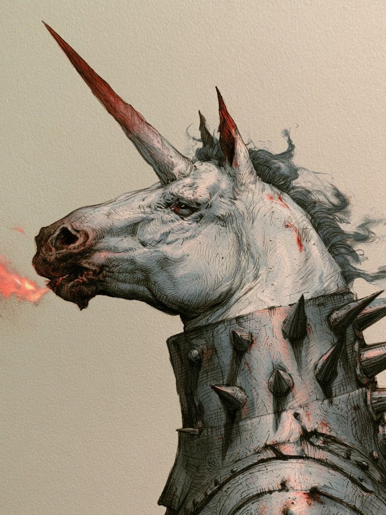 Spiked Unicorn Illustration Poster. poster detail