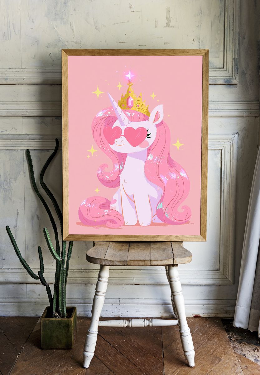 Pink Unicorn Princess Poster. room preview