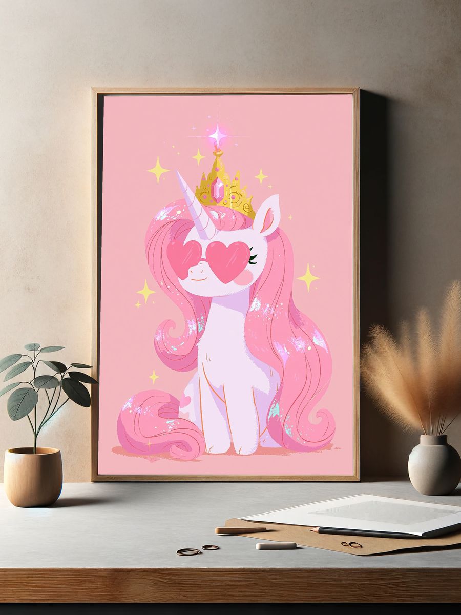 Pink Unicorn Princess Poster. — room view 2