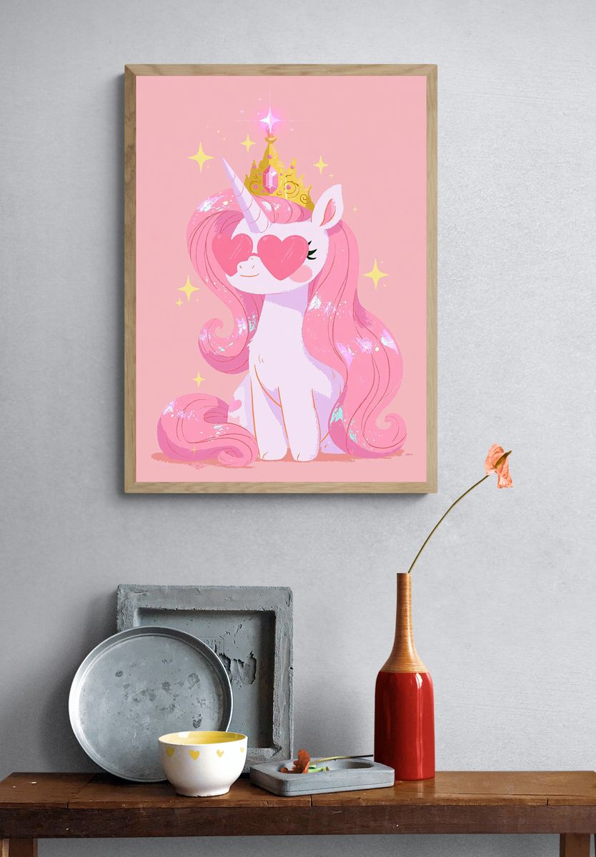Pink Unicorn Princess Poster. — room view 3