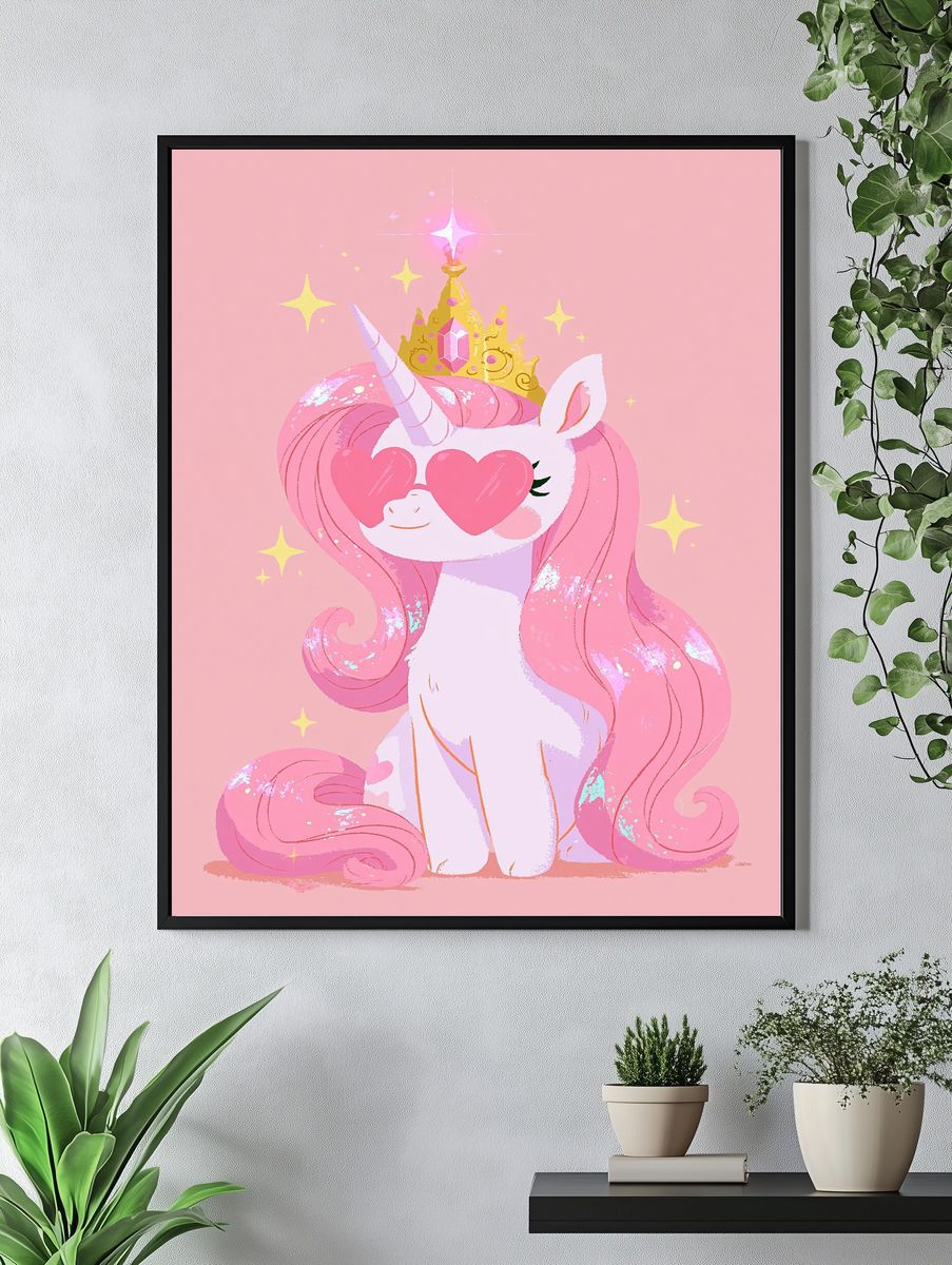 Pink Unicorn Princess Poster. — room view 4