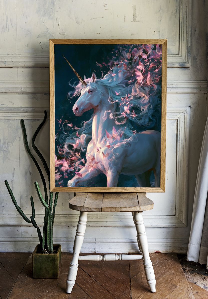 Enchanted Unicorn Digital Art Print. — room view 1