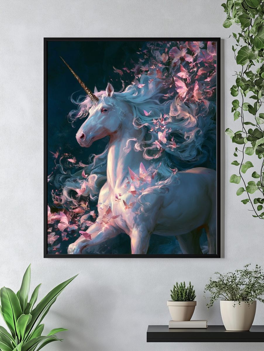 Enchanted Unicorn Digital Art Print. — room view 4