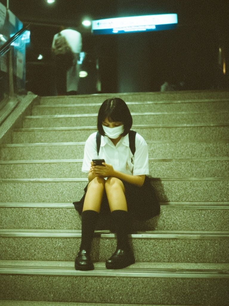 Girl on Stairs — Urban Photography Poster. poster detail