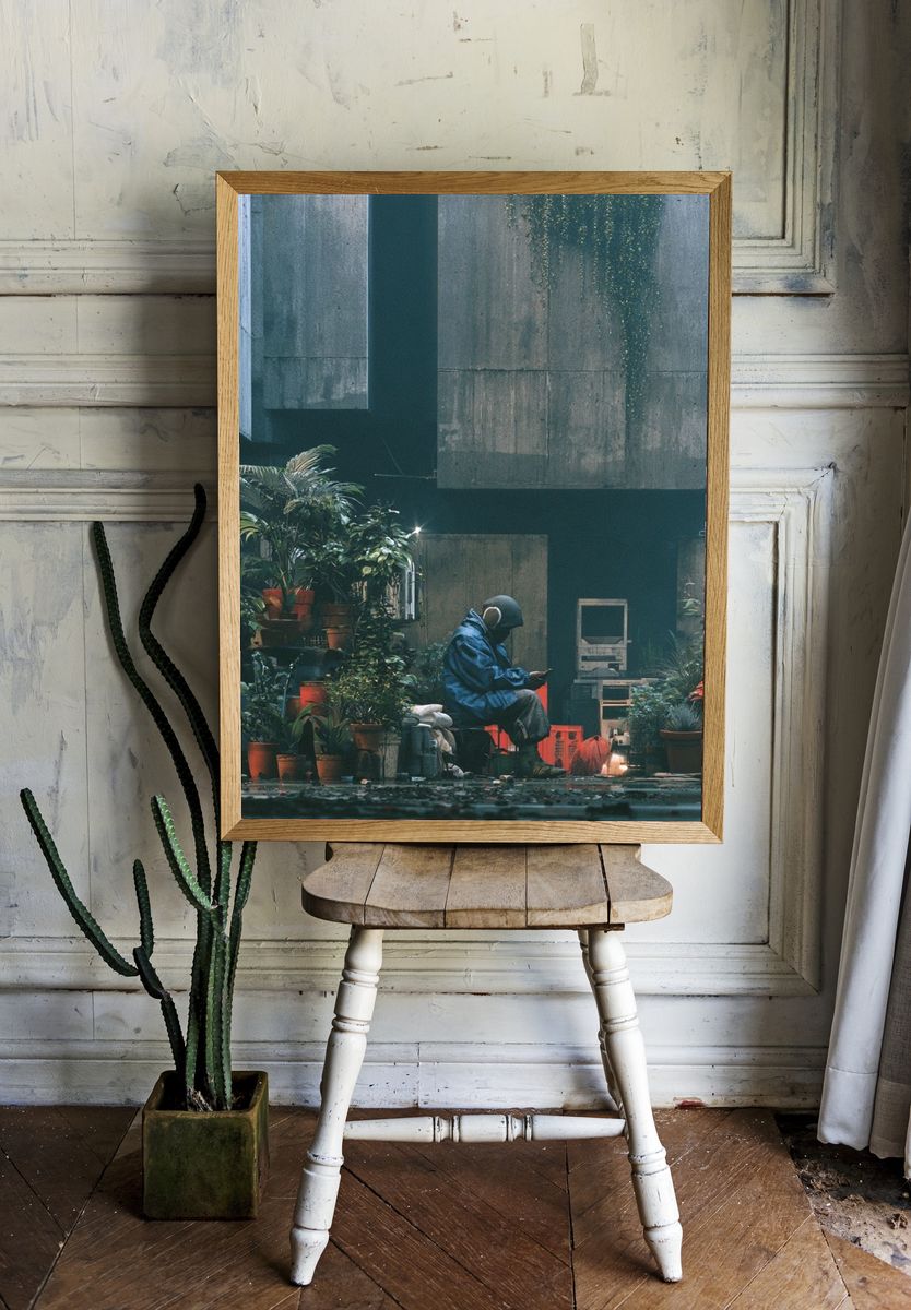 Urban Rain Garden Photography Poster. — room view 1