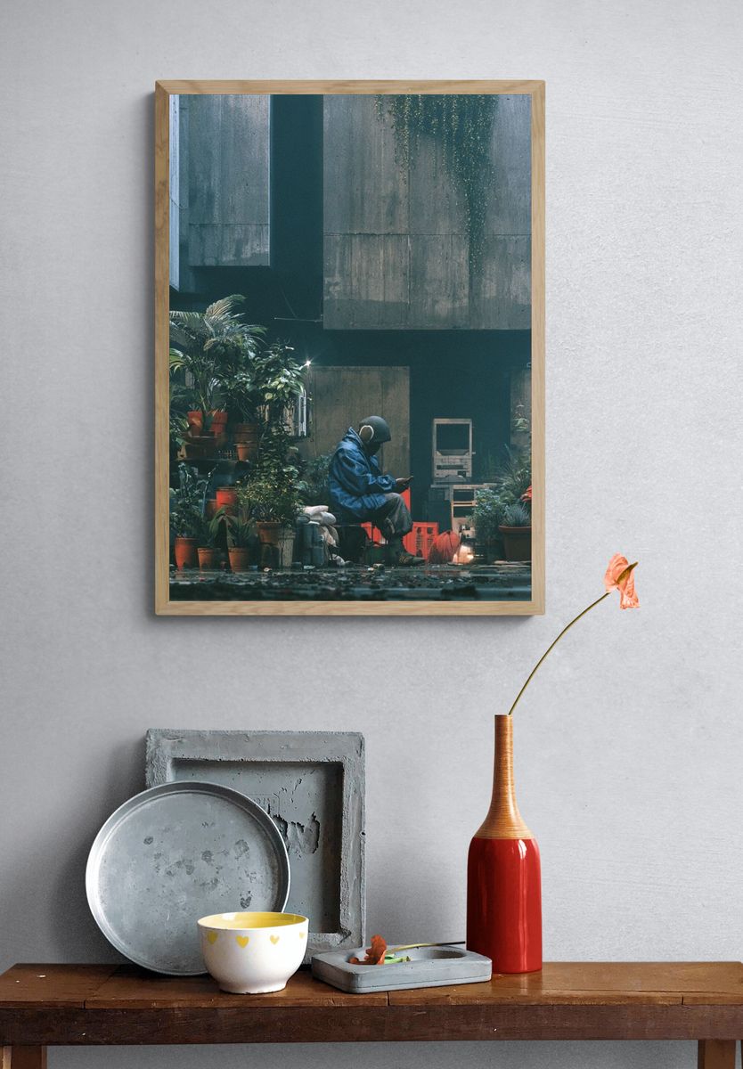 Urban Rain Garden Photography Poster. — room view 3