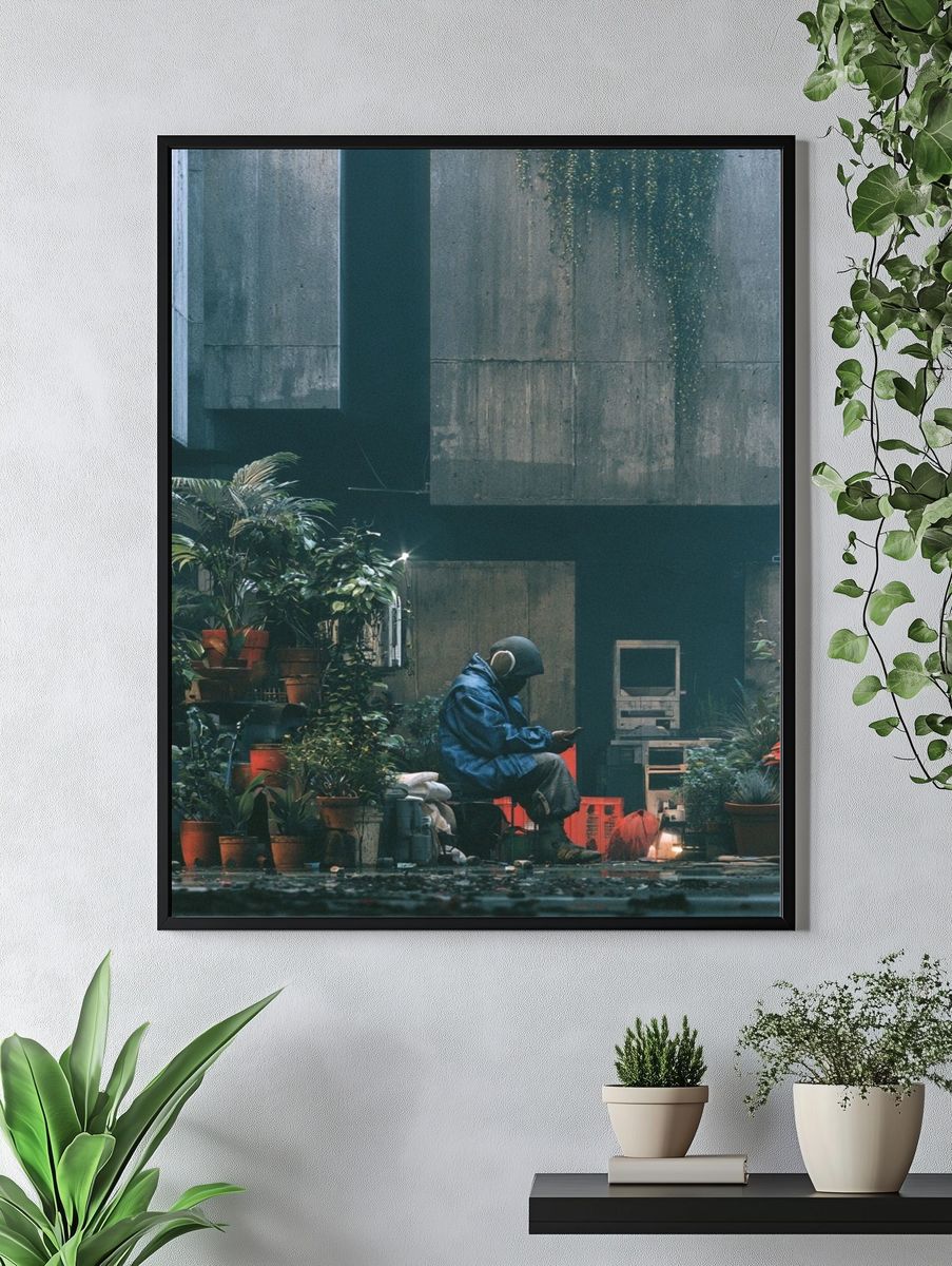 Urban Rain Garden Photography Poster. — room view 4