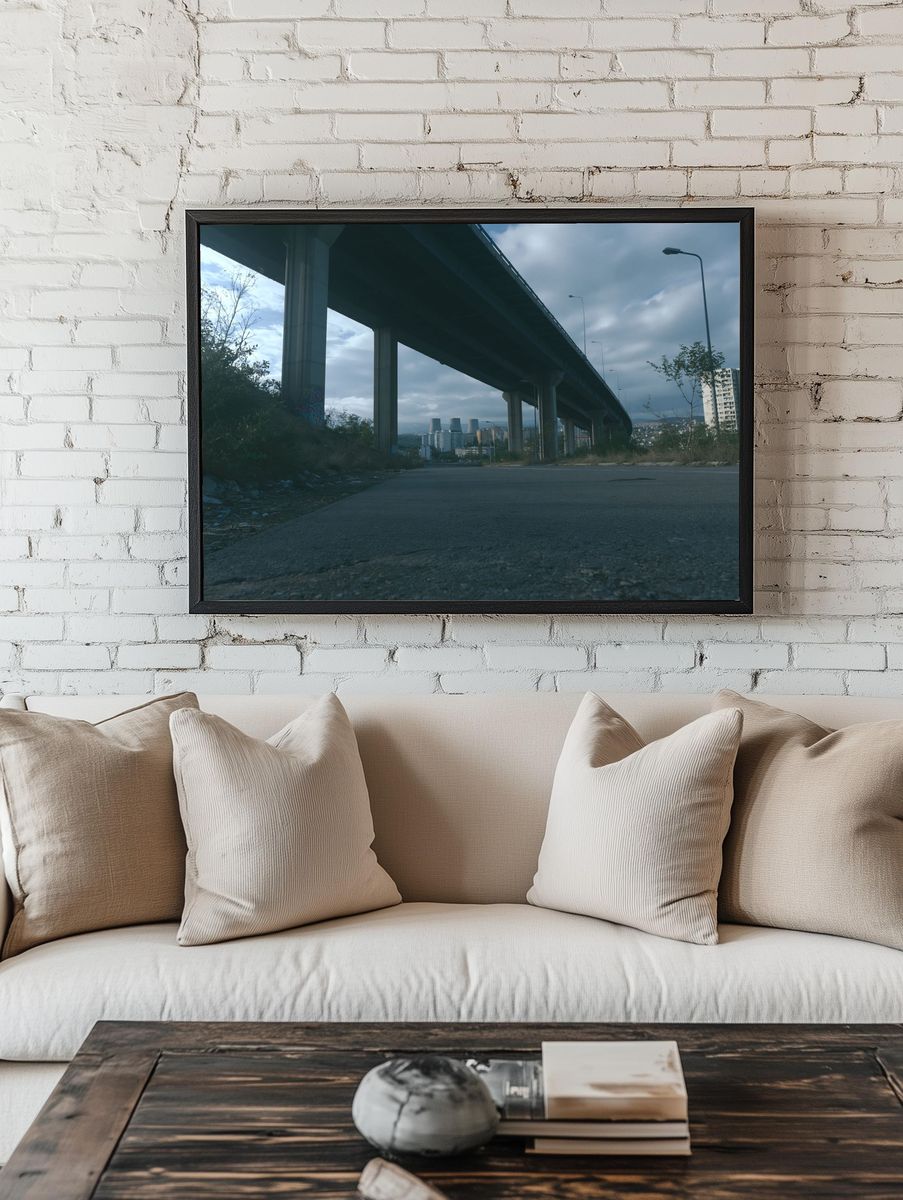 Urban Overpass Cityscape Poster. — room view 1