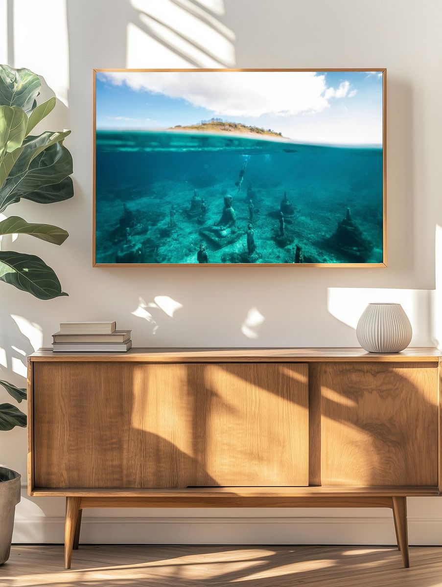 Underwater Buddha Statues — Photography Print. — room view 3