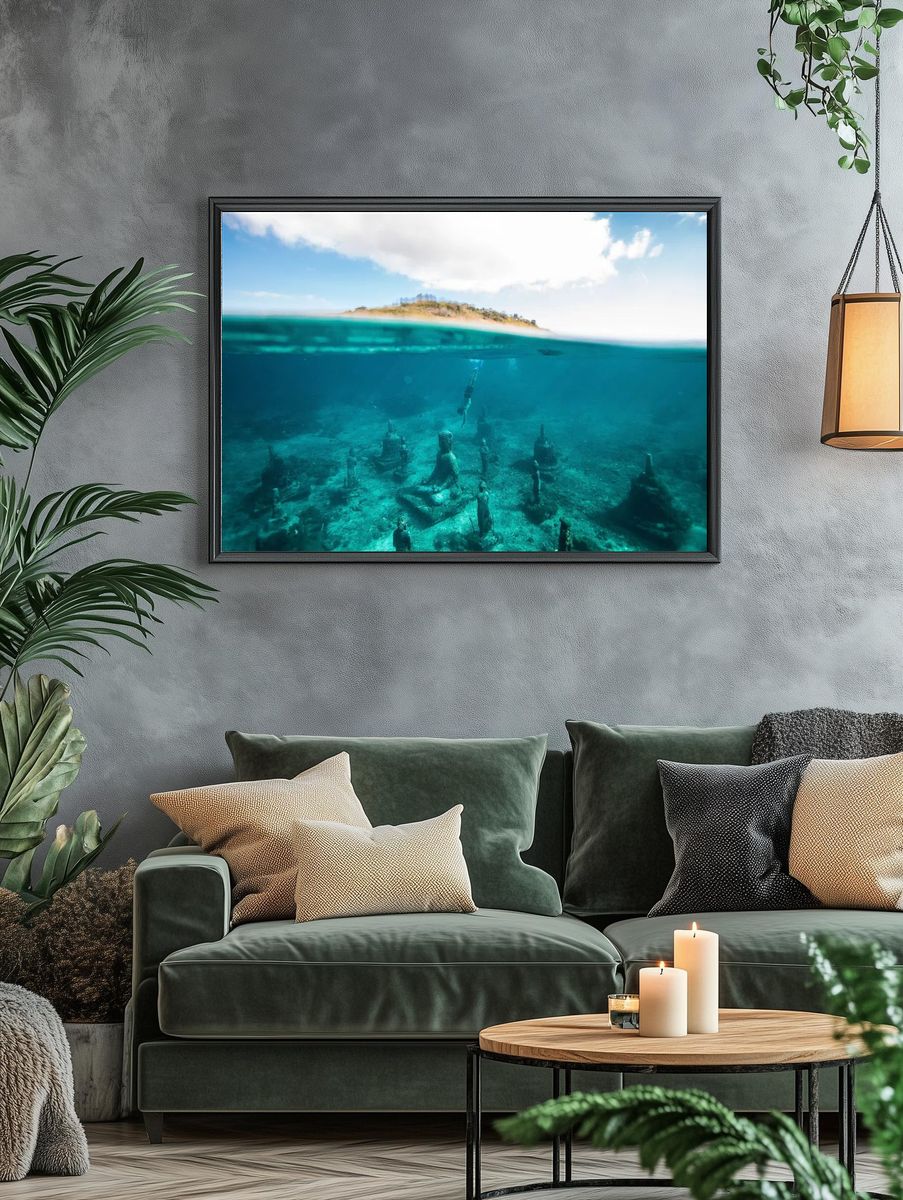 Underwater Buddha Statues — Photography Print. — room view 4
