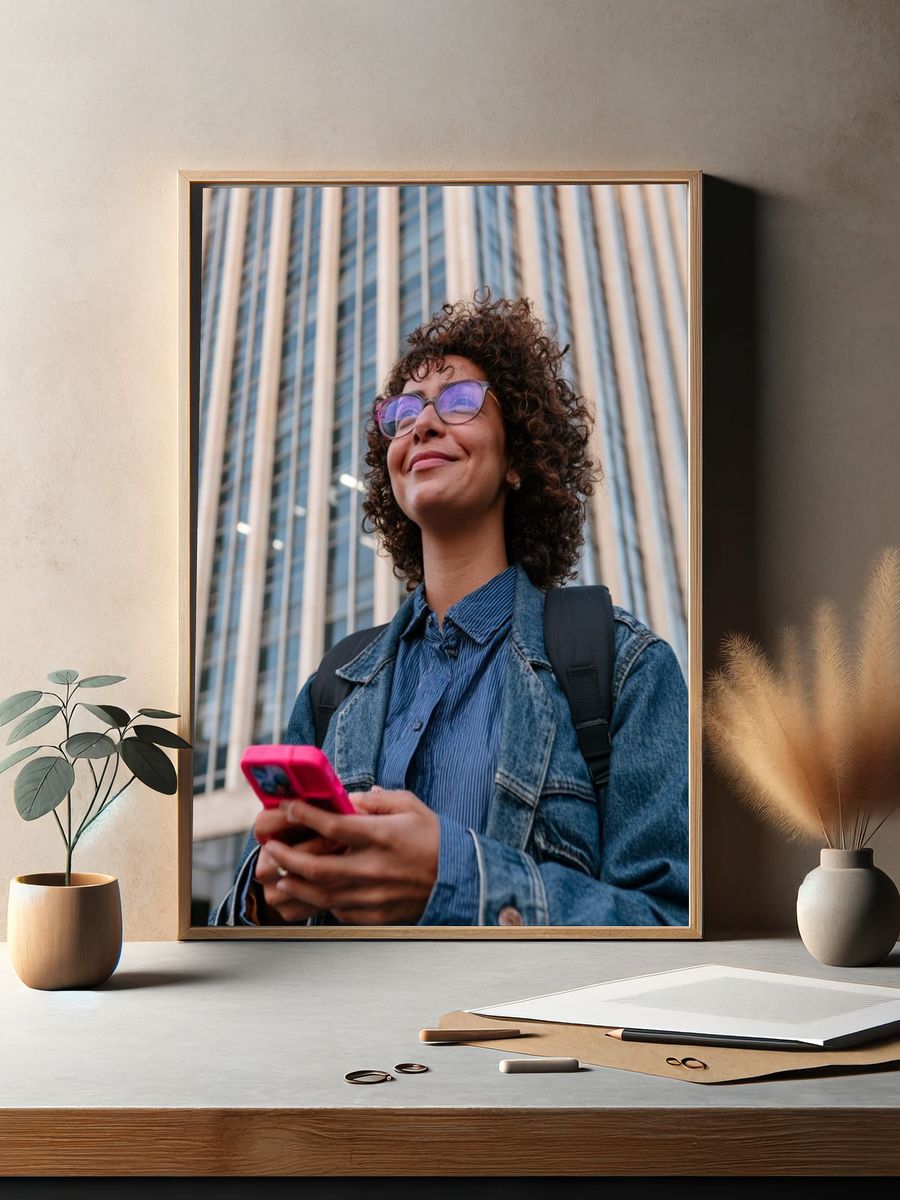 Urban Portrait in Glass Towers Poster. — room view 2