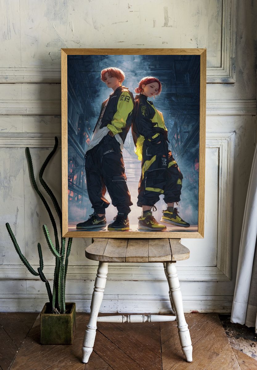 Urban Streetwear Duo — Digital Art Print room preview